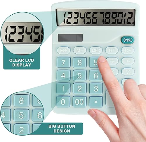 Miniatura 5 de Calculadora básica con cómoda pantalla LCD grande, calculadoras de escritorio de 12 dígitos, pantalla de inclinación, botón grande, calculadora de