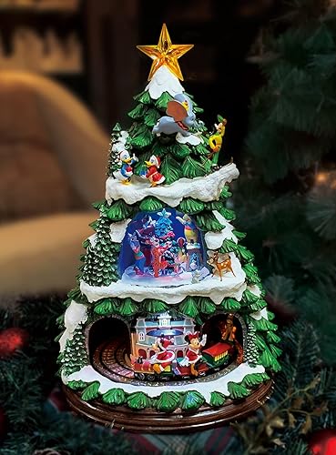 MOMENTS IN TIME Árbol animado con licencia de Disney, decoración de mesa con luces LED, 8 canciones clásicas, adaptador de corriente (incluido)