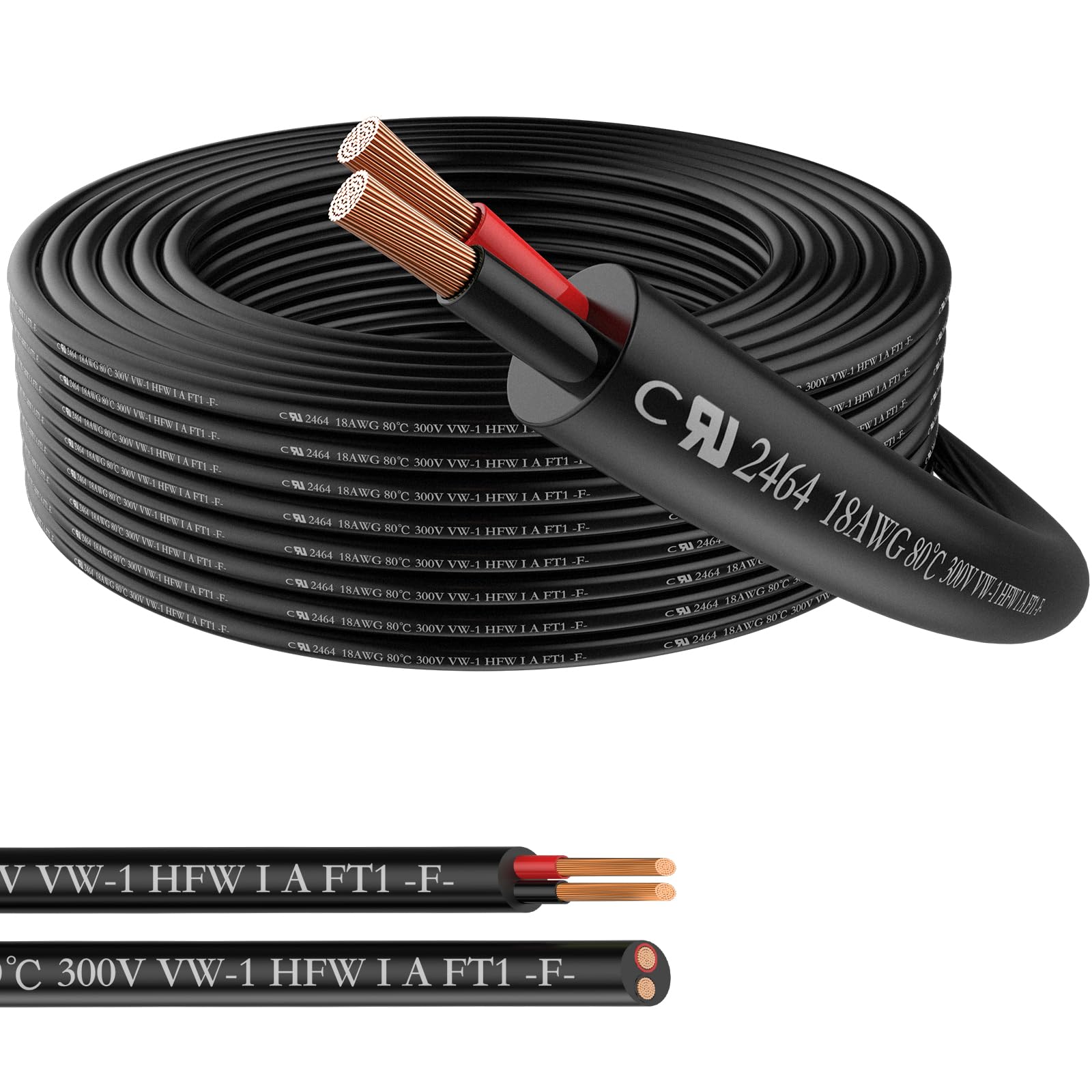 18 Gauge 2 Conductor Electrical Wire Stranded PVC Red & Black Cord Pure Copper Cable 100 FT LED Cable Flexible Extension Power Cord for Auto LED