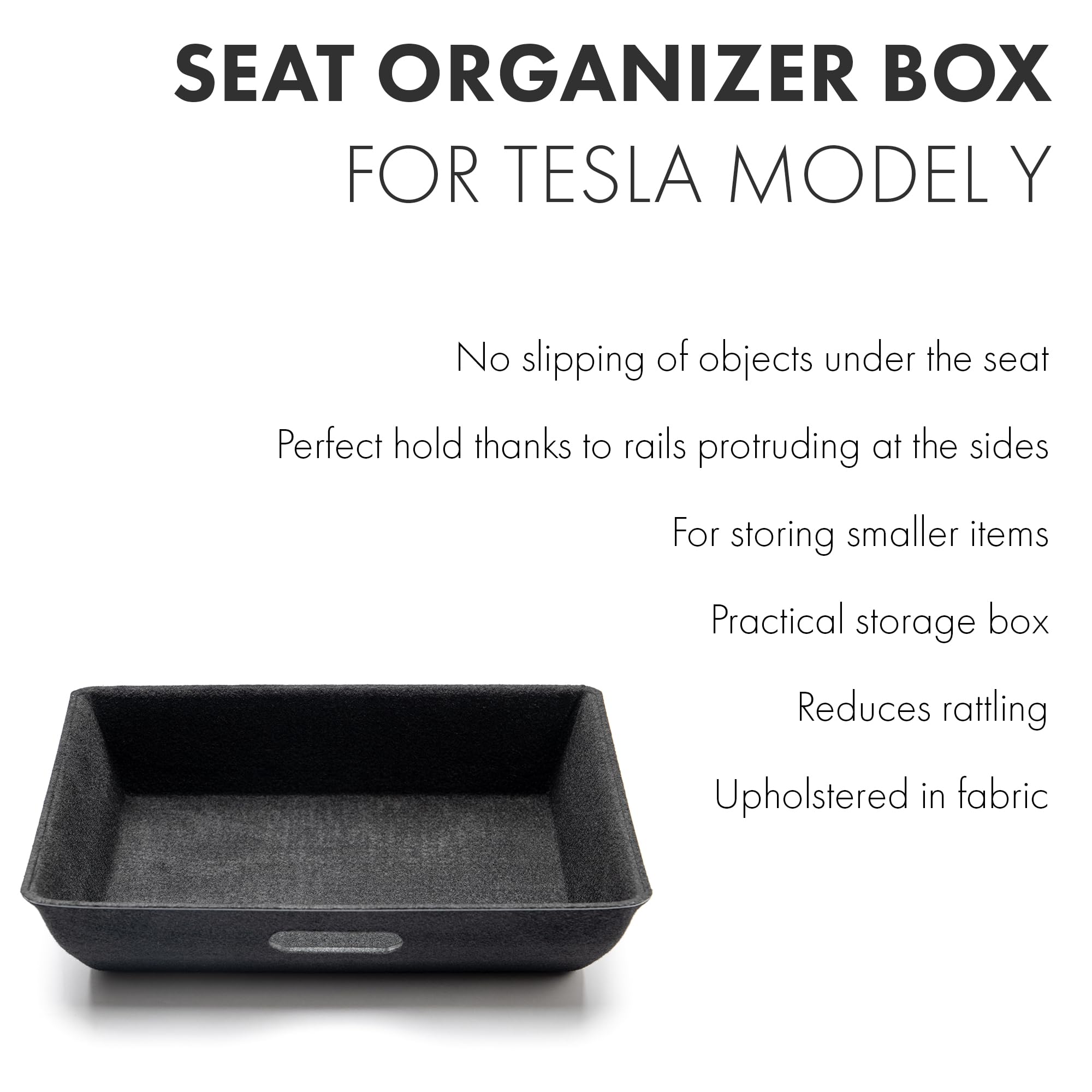 Organizador de asiento debajo del asiento delantero, caja de almacenamiento oculta, compartimento de almacenamiento con tela compatible con Tesla Model Y
