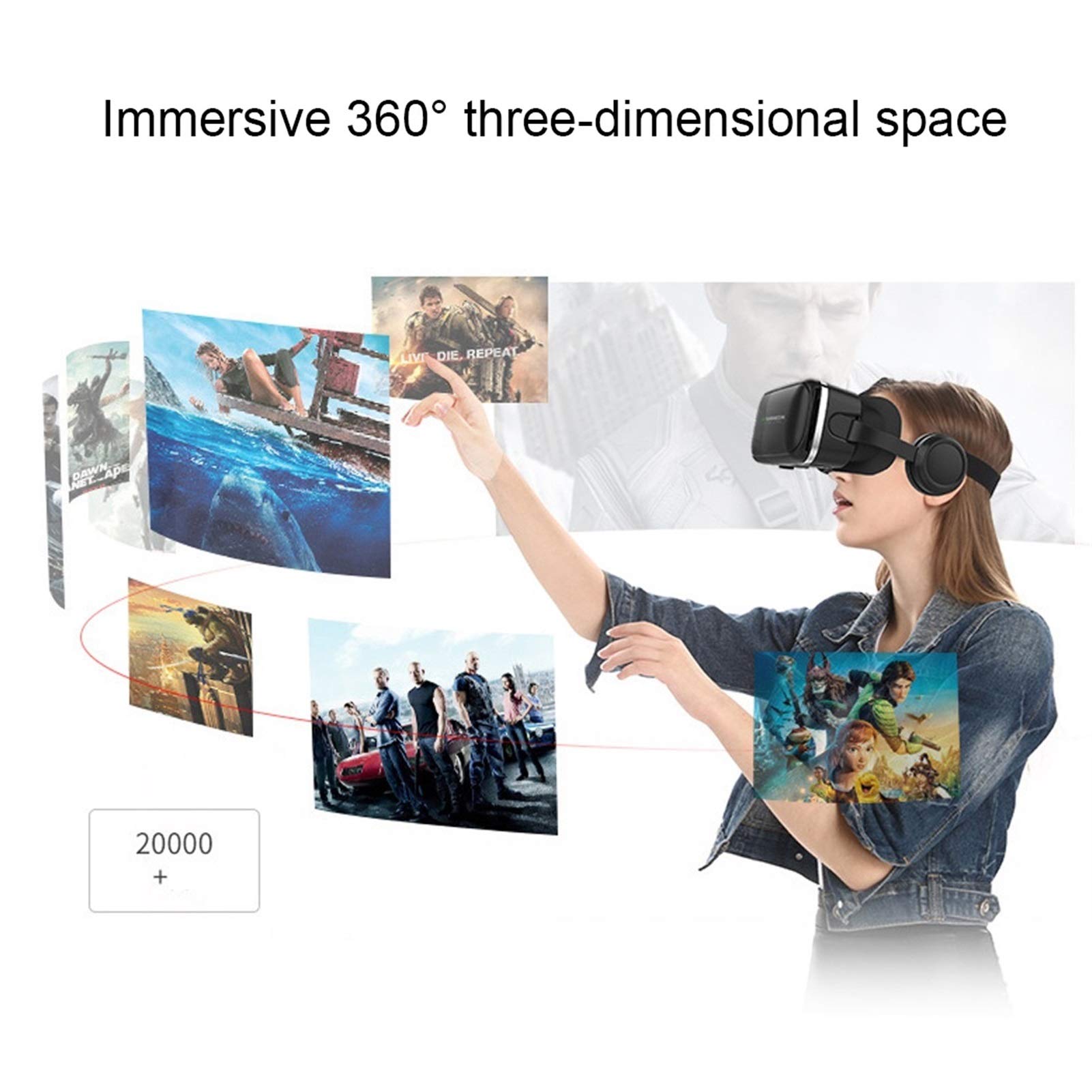 Gafas de Realidad Virtual, 3D VR Gafas con Controlador Bluetooth para Juegos Visión Panorámico VR Glasses para iPhone 13 Pro Max/13 Pro/13/12/11, para Samsung Galaxy S21, Huawei, Xiaomi ( Size : Ios )