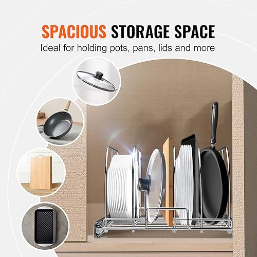 Miniatura 2 de VEVOR Estante para sartenes y ollas, organizador extensible para debajo del gabinete, bandeja para hornear bandejas para hornear, separadores de