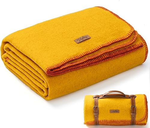 Miniatura 10 de Manta de lana 100% de 62 x 86 pulgadas, cálida, gruesa, lavable, manta de lana militar, ideal para camping, al aire libre, eventos deportivos, kits