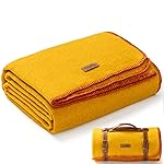 Molithe 100% Wool Blanket, 62 x 86, Warm, Thick, Washable, Military Wool Blanket, Great for Camping, Outdoors, Sporting Events, Survival Kits, Yellow