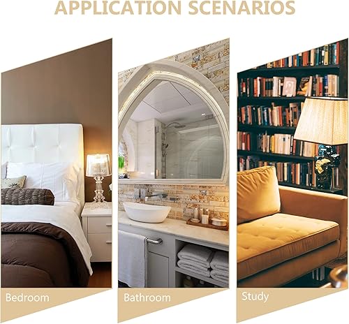 Miniatura 9 de DECHOUS Espejo para tocador de tocador, espejos circulares con adornos dorados, espejo de decoración retro con cadena para montar en la pared,