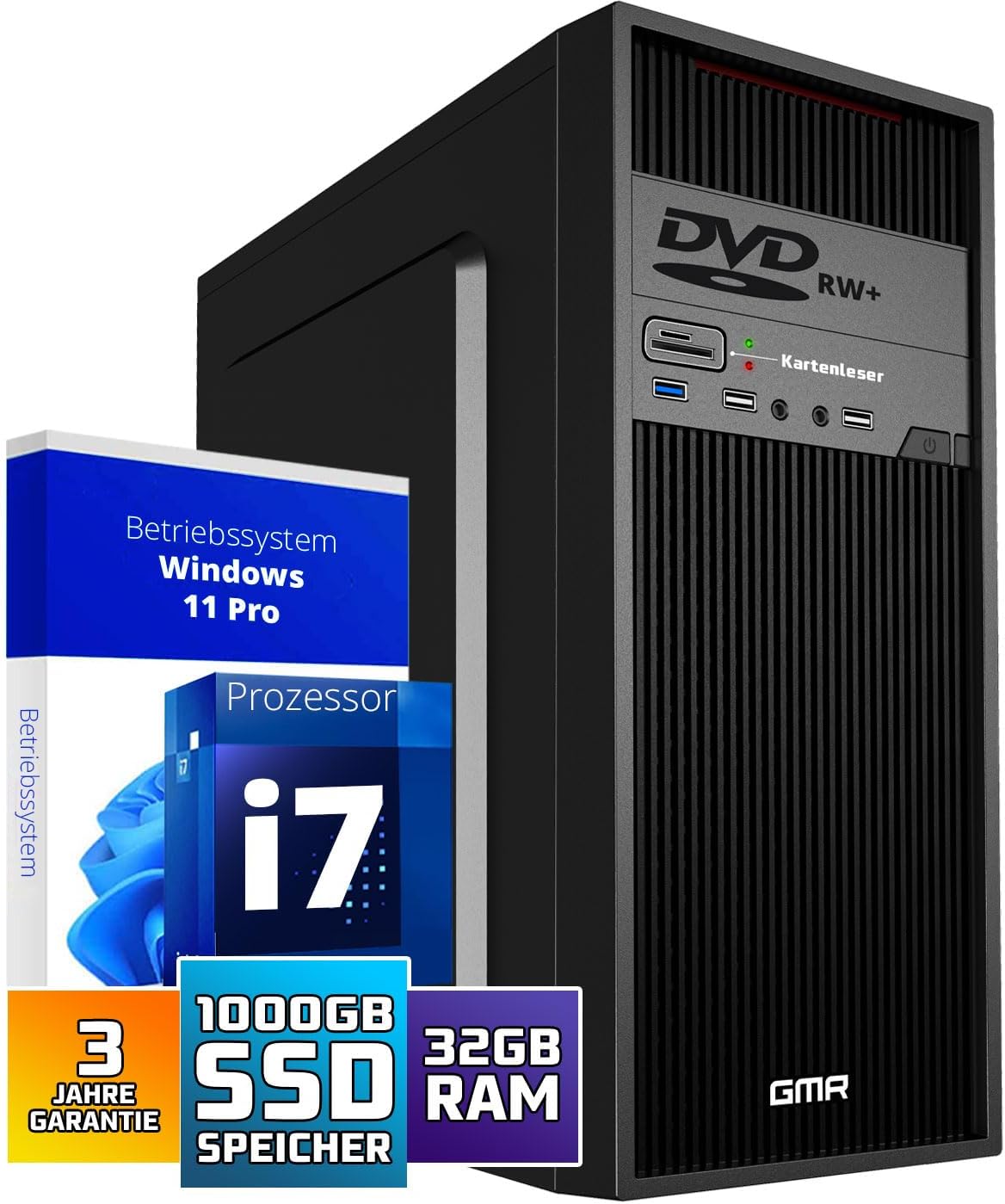 Intel I7 4770 8-thread Business Office Multimedia Computer GMR Ultra i7 Business Office PC - Schneller Rechner | 3 Jahre Garantie