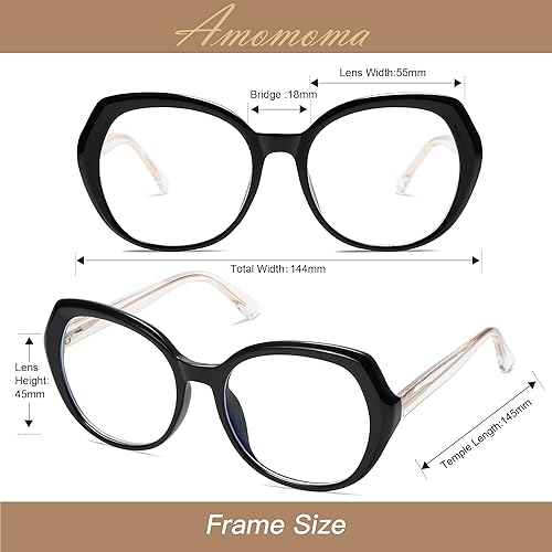 Miniatura 5 de AMOMOMA AM6064 - Anteojos de lectura redondos clásicos para mujer, con bloqueo de luz azul a la moda, para mujer