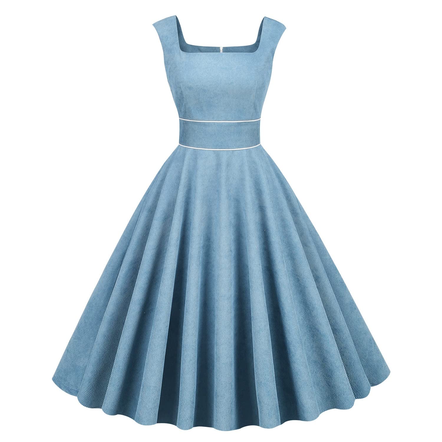 Amazon.com: Elegant 1950s A-Line Swing Dress Audrey Hepburn Style Women  Vintage Square Neck Sleeveless Prom Swing Tea Party Dress (Color : Blue,  Size : Small) : Clothing, Shoes & Jewelry
