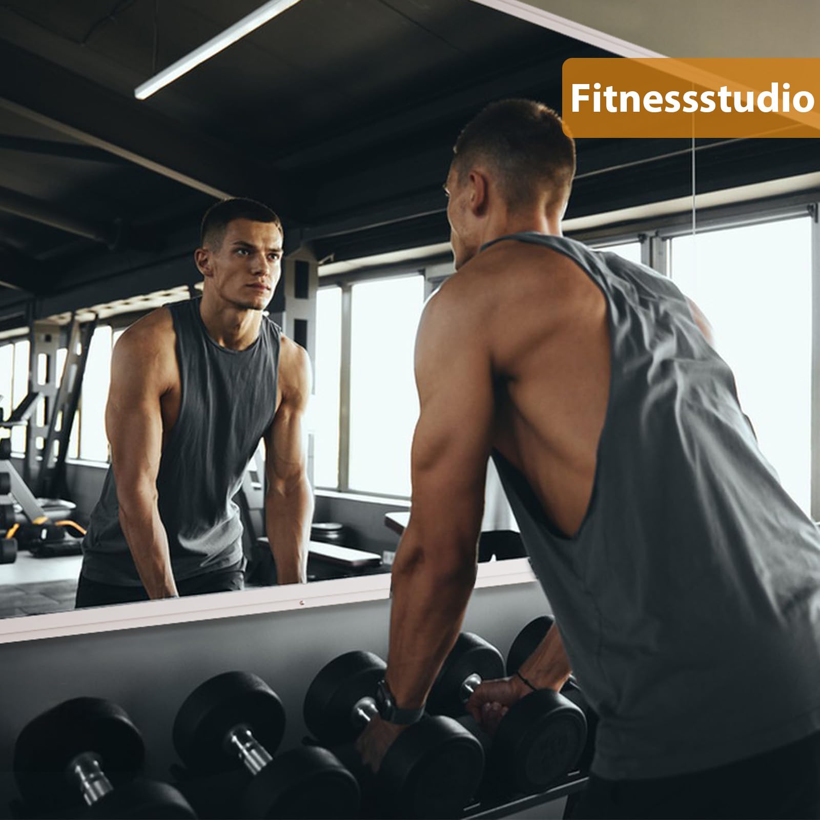 Snowdool Home Gym Spiegel 140x42cm 2 Stück, Rahmenlos & Gehärtet für Wand | Verzerrungsfrei, Sicherheitsglas, Polierten Ecken, Z-Halterung, Große Rahmenlos Ganzkörperansicht für Fitness, Garage, Tanz