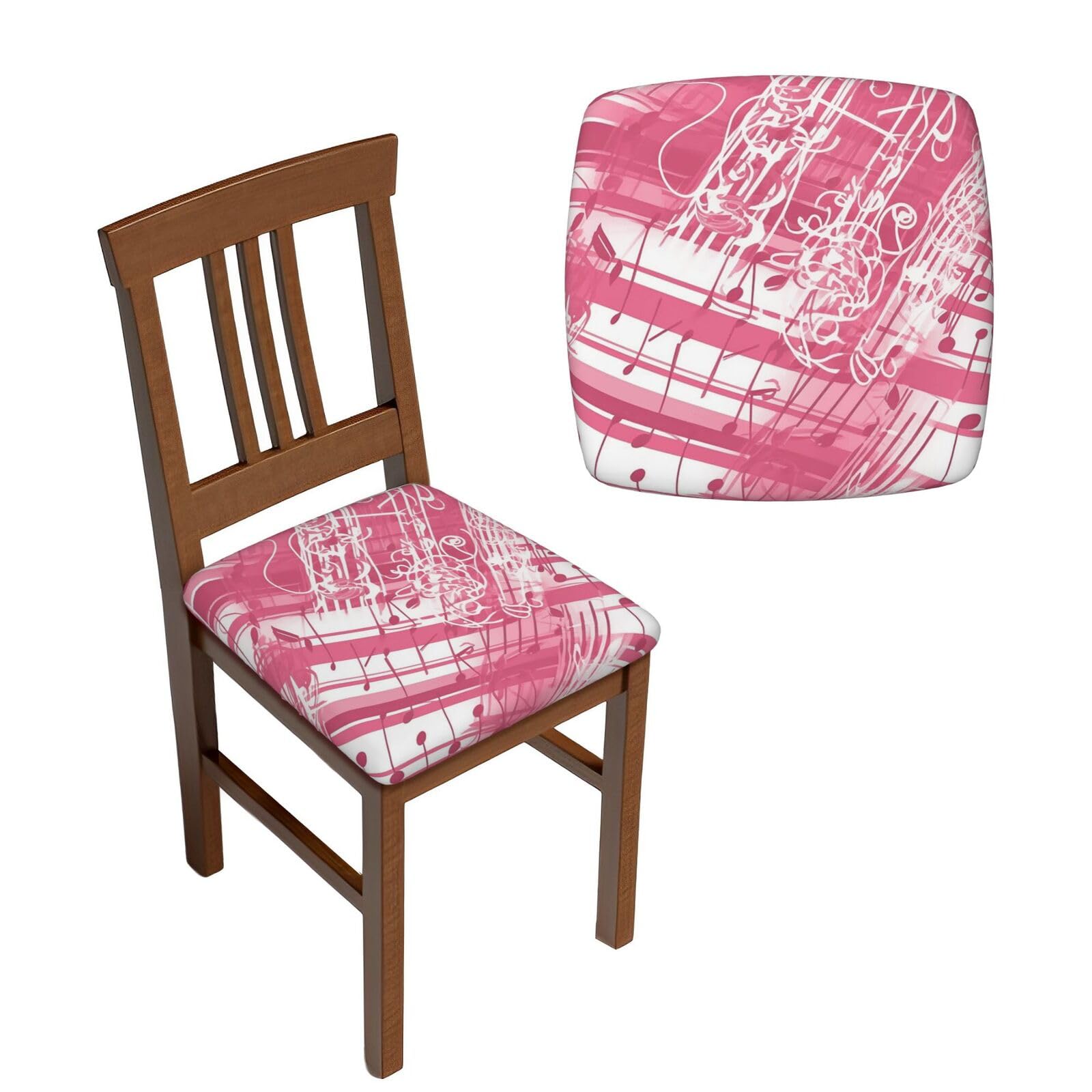 NONHAI 6PCS Dining Chair Seat Covers Set Piano Music Notes Stretch Removable Chairs Covers Washable Seat Cushion Slipcovers Protector for Dining Room Kitchen Chairs
