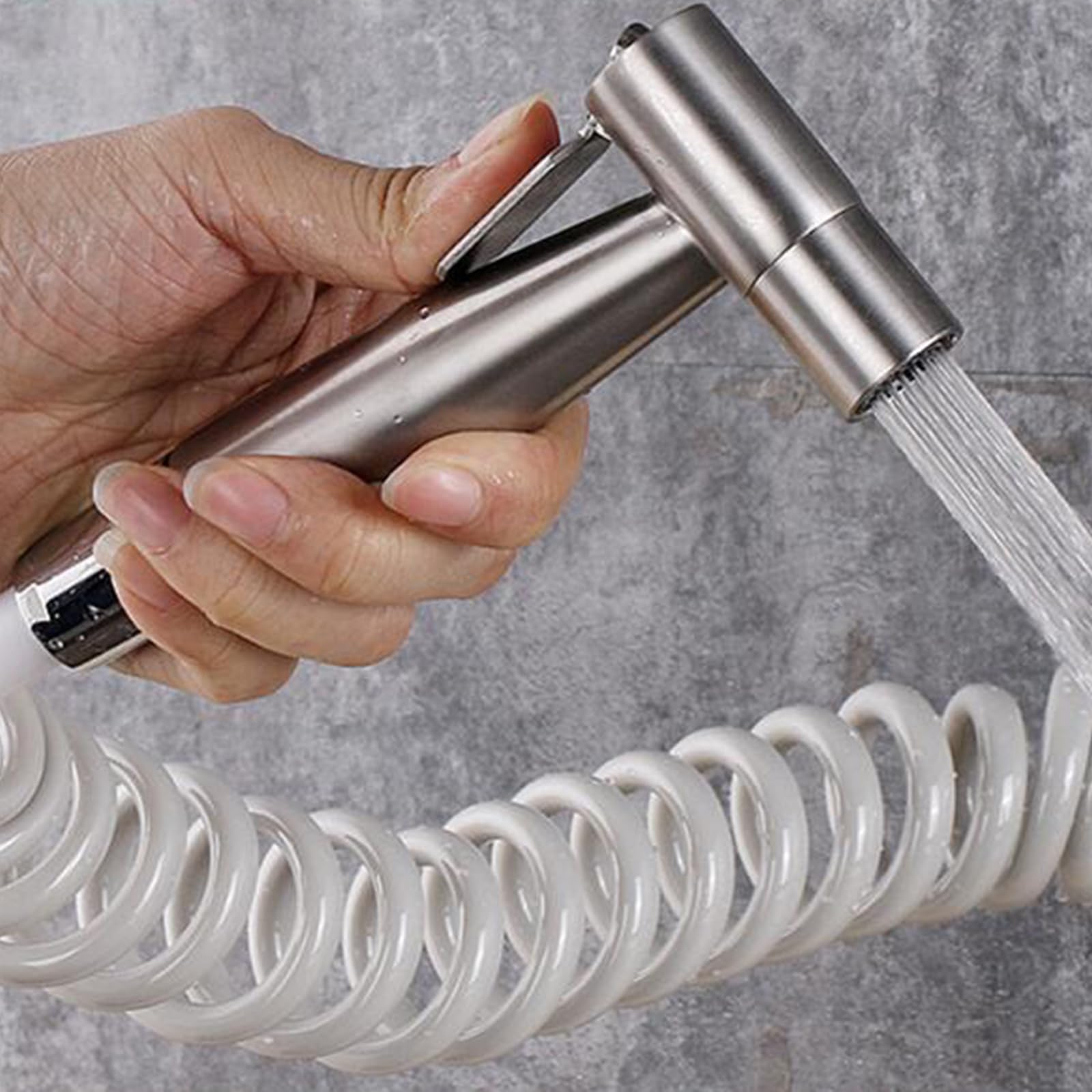 Grifo de Cocina de Pared Agua Fria Acero Inoxidable Grifo de Cocina con Pistola Rociadora Grifo de Fregadero-C