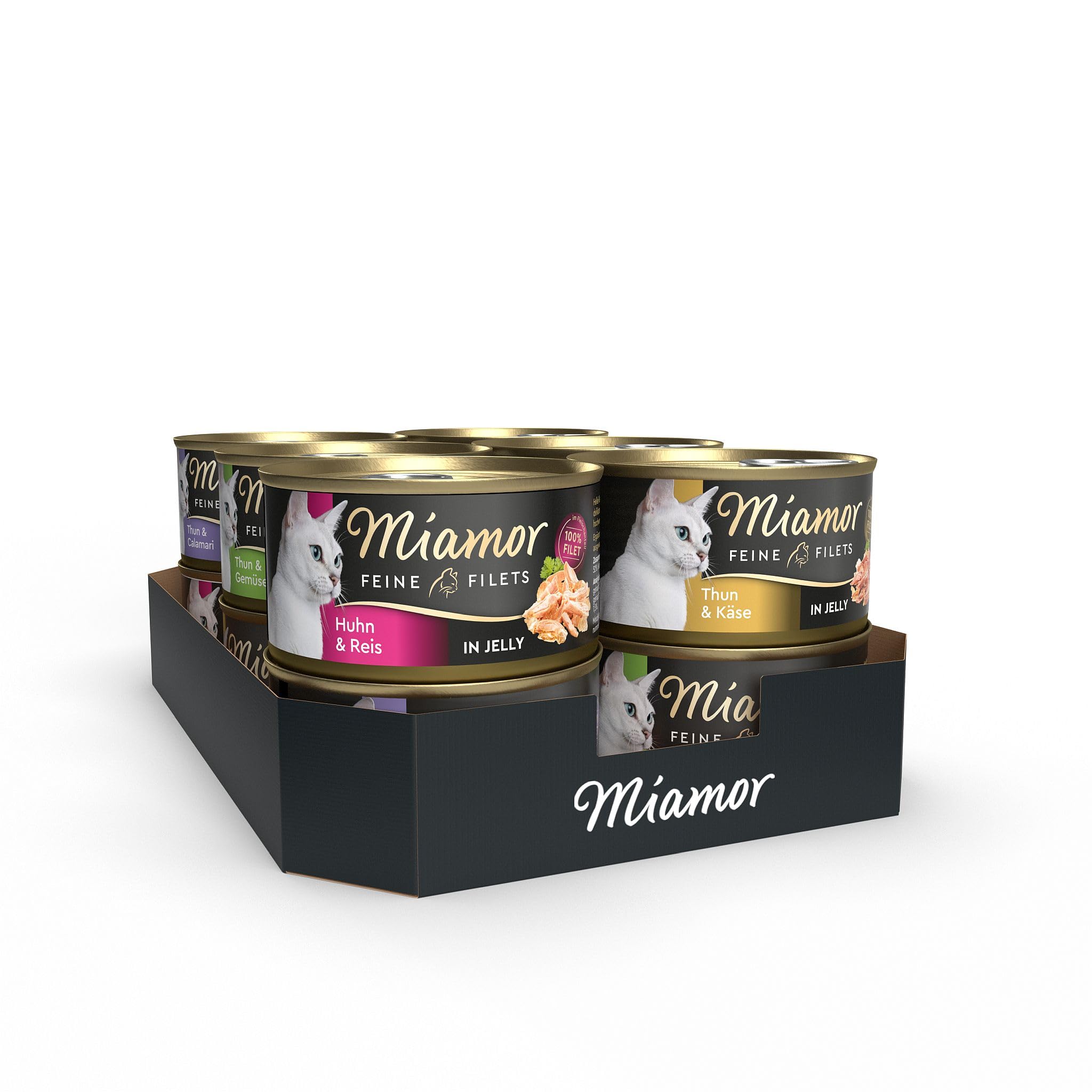 Miamor - Feine Filets in Jelly Mixpaket 2| Nassfutter für ausgewachsene Katzen mit Filetstückchen in Jelly. Fettarmes Ergänzungsfutter in der Dose ohne künstliche Zusätze | 12x100g