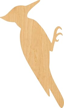 Woodpecker Laser Cut Out Wood Shape Craft Supply - 2"