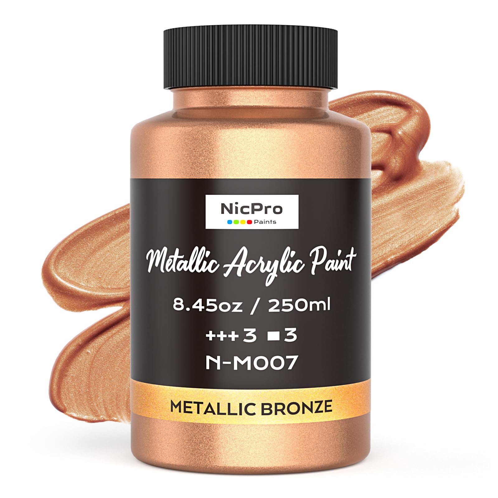 Nicpro Metallic Bronze Acrylic Paint, 8.45oz/250ml Bronze Craft Paint