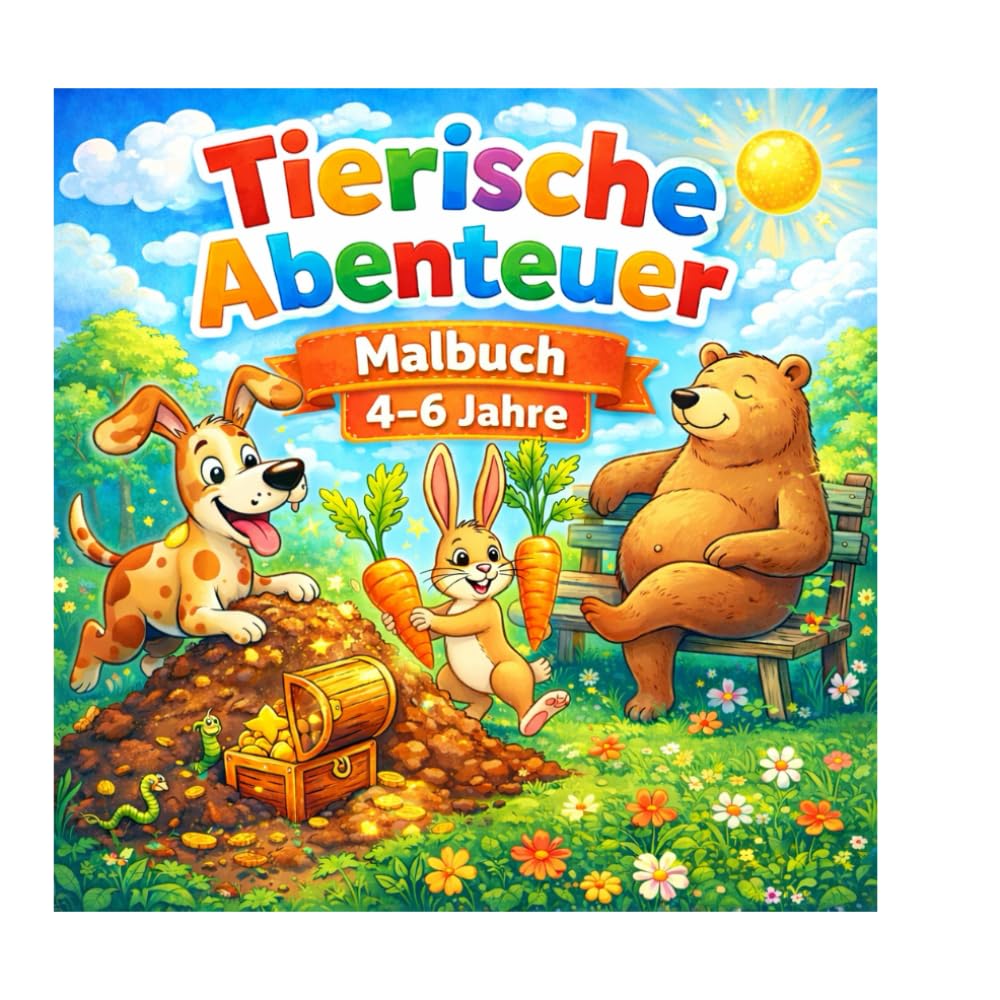 Fröhliche Tierfreunde – Malbuch für Kinder von 4–6 Jahren: Liebevolle Ausmalbilder mit Hund, Hase, Bär & mehr
