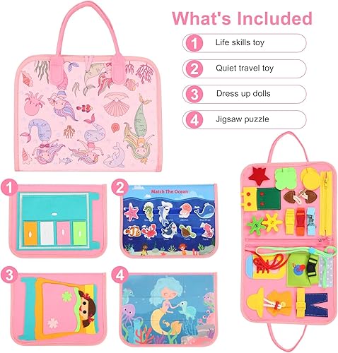 Miniatura 5 de Tabla sensorial para niños pequeños de 3 años, esencial para viajes en avión para bebés, actividades de viaje en avión por carretera, juguetes