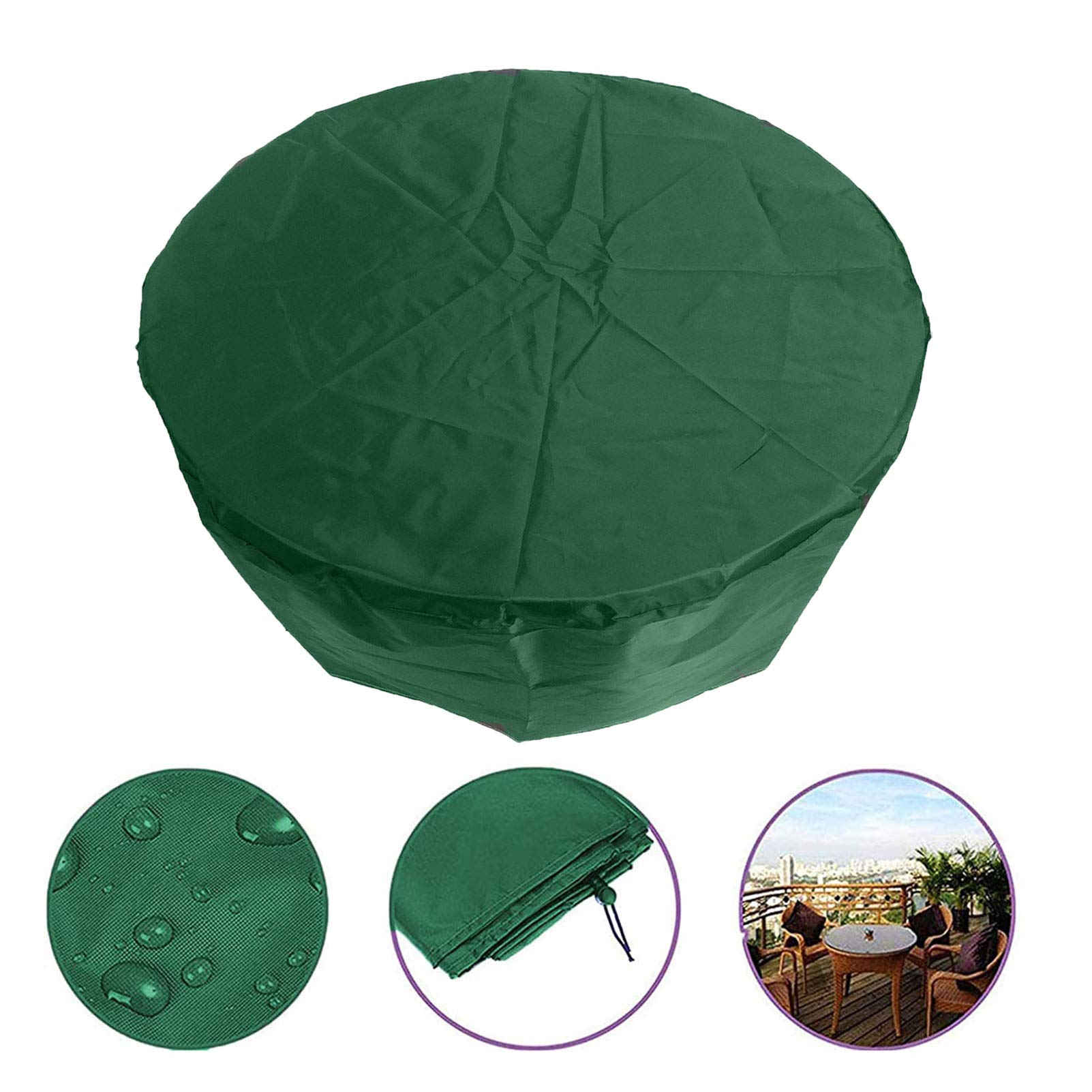 QIAOH Gartenmöbel Abdeckung Rund – 102x51 Cm, 420D Oxford Wasserdicht, Mit Kordelzug, Für Runde Tische