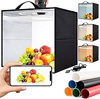 Heimekite 16x16 Photo Light Box: 120 LEDs CRI>95, 6 Color Backdrops, Portable Product Photography Studio