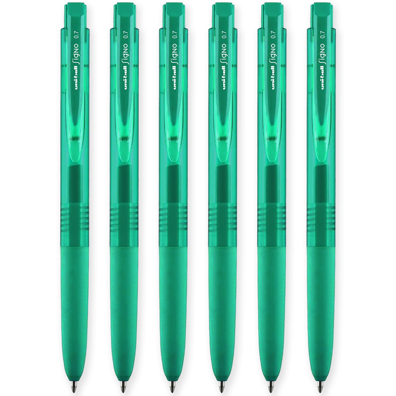 uni-ball Signo UMN-155-07 Gel Ink Retractable Rollerball Pen | 0.7mm Medium Nib | Stationery for Studying, Office, Everyday Writing | Aquamarine Ink | Pack of 6 Pens