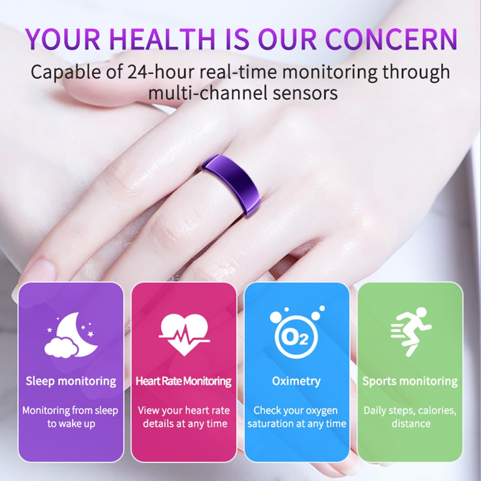 Smart Ring Android Smartring Uomo Donna Fitness Ring Tracker Contapassi Anelli Smarmartra per Uomo Sonno Tracker Fitness Tracking Anello Misurazione della frequenza Cardiaca Anello Sport Smarroni per