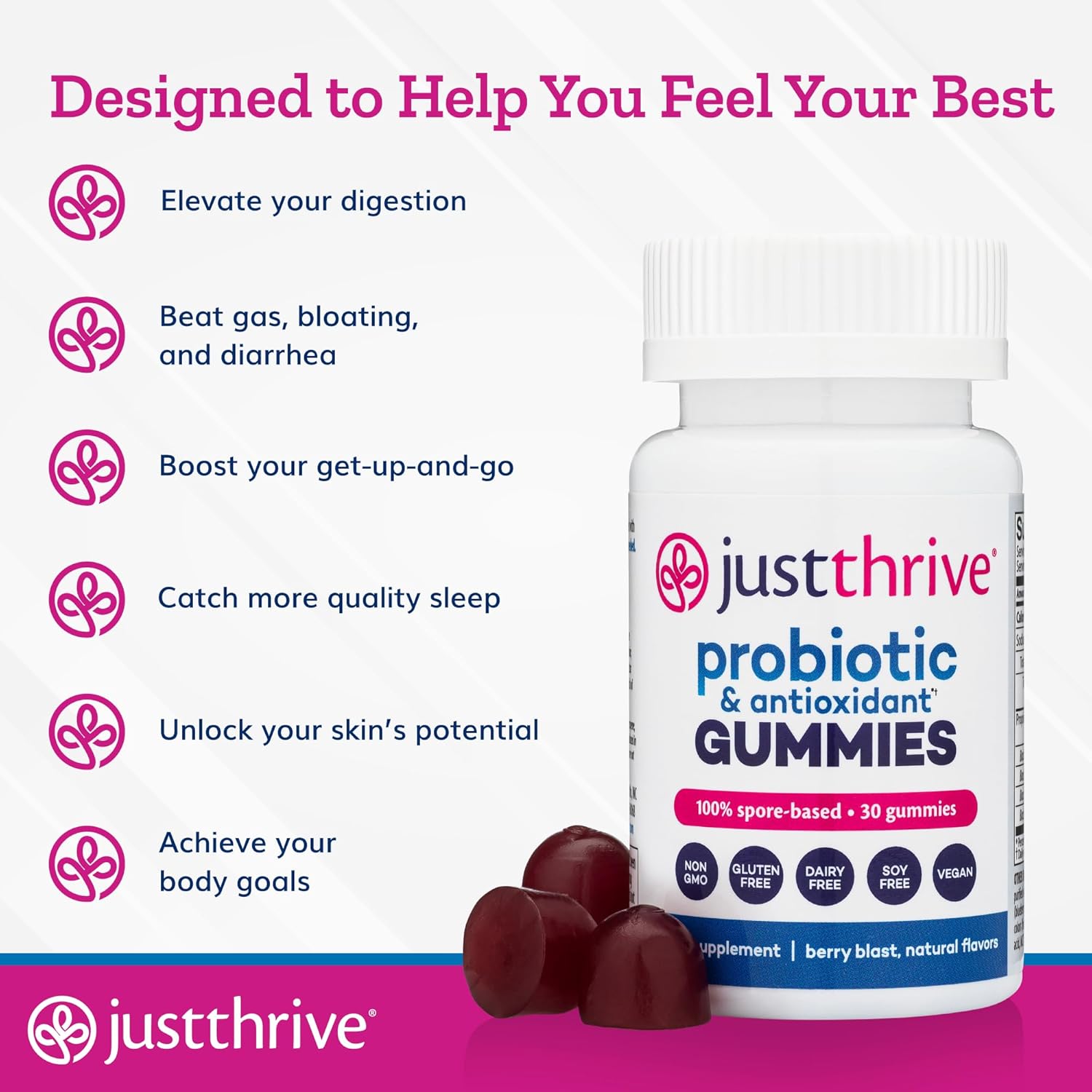 Just Thrive Probiotic Gummies - Kids, Men, and Womens Probiotic - for Digestive and Overall Health, 30 Count - Image 4