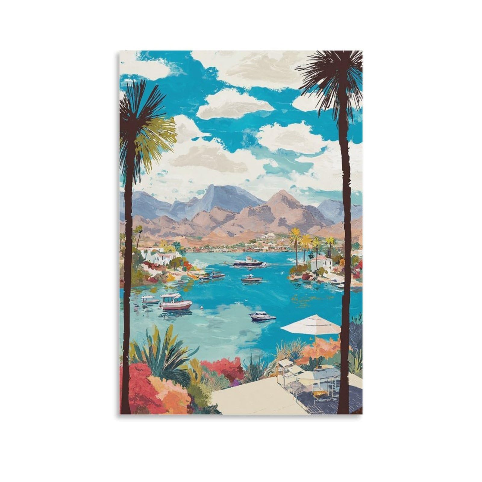 ZBBGGOZ Lake Havasu Poster 20x30inch(50x75cm) Vintage Watercolor Canvas Art