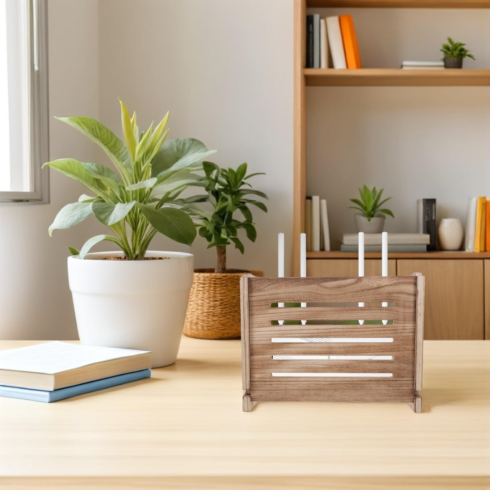 SOLUSTRE WLAN Router Aufbewahrungsbox zur Wandmontage mit Kabelorganisator für Modem und Router Platzsparende Lagerung im Wohnzimmer oder Büro Stilvolles Design