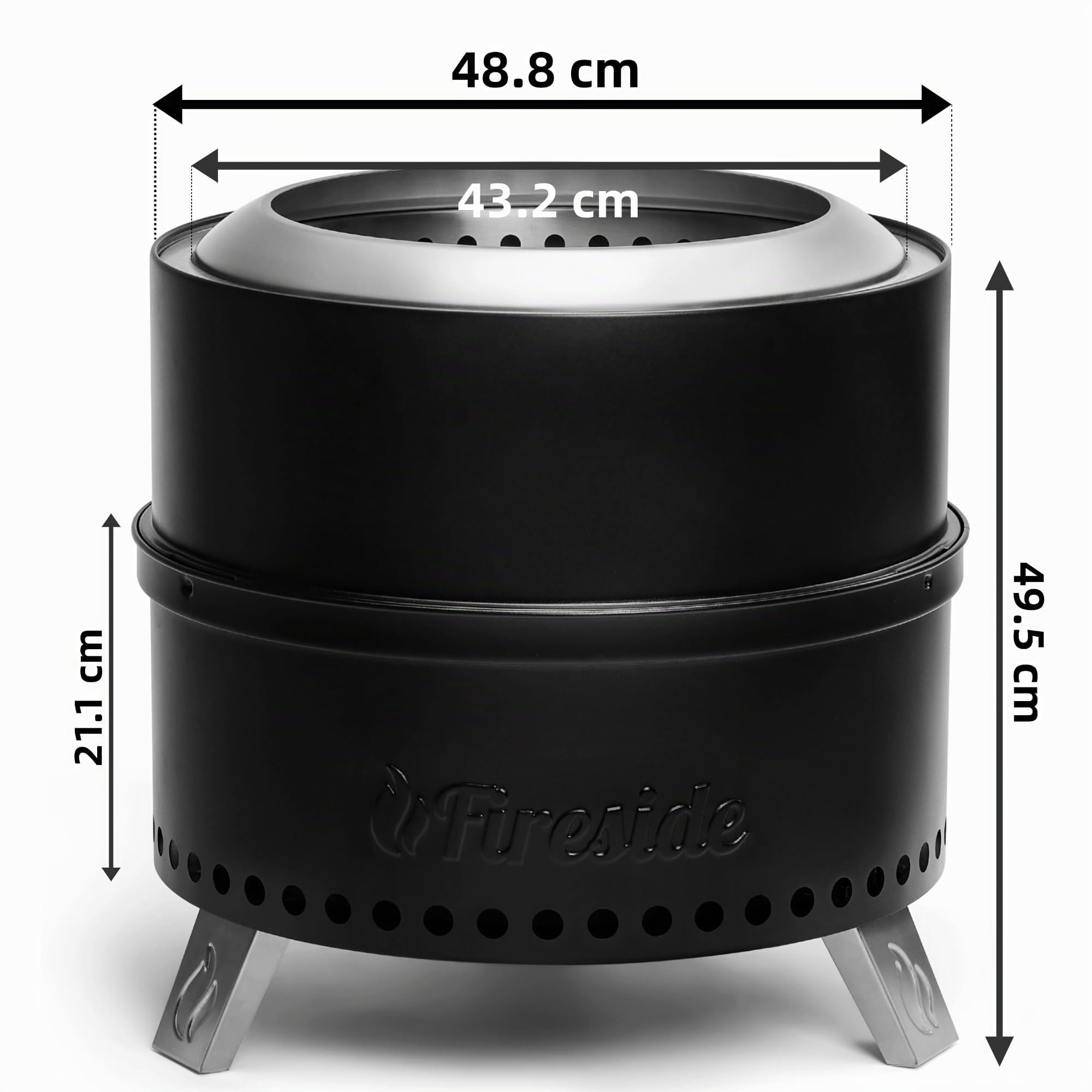 TURBRO Camino senza fumo 48,3 cm legna ardere all'aperto portatile acciaio inox 304 con supporto borsa impermeabile
