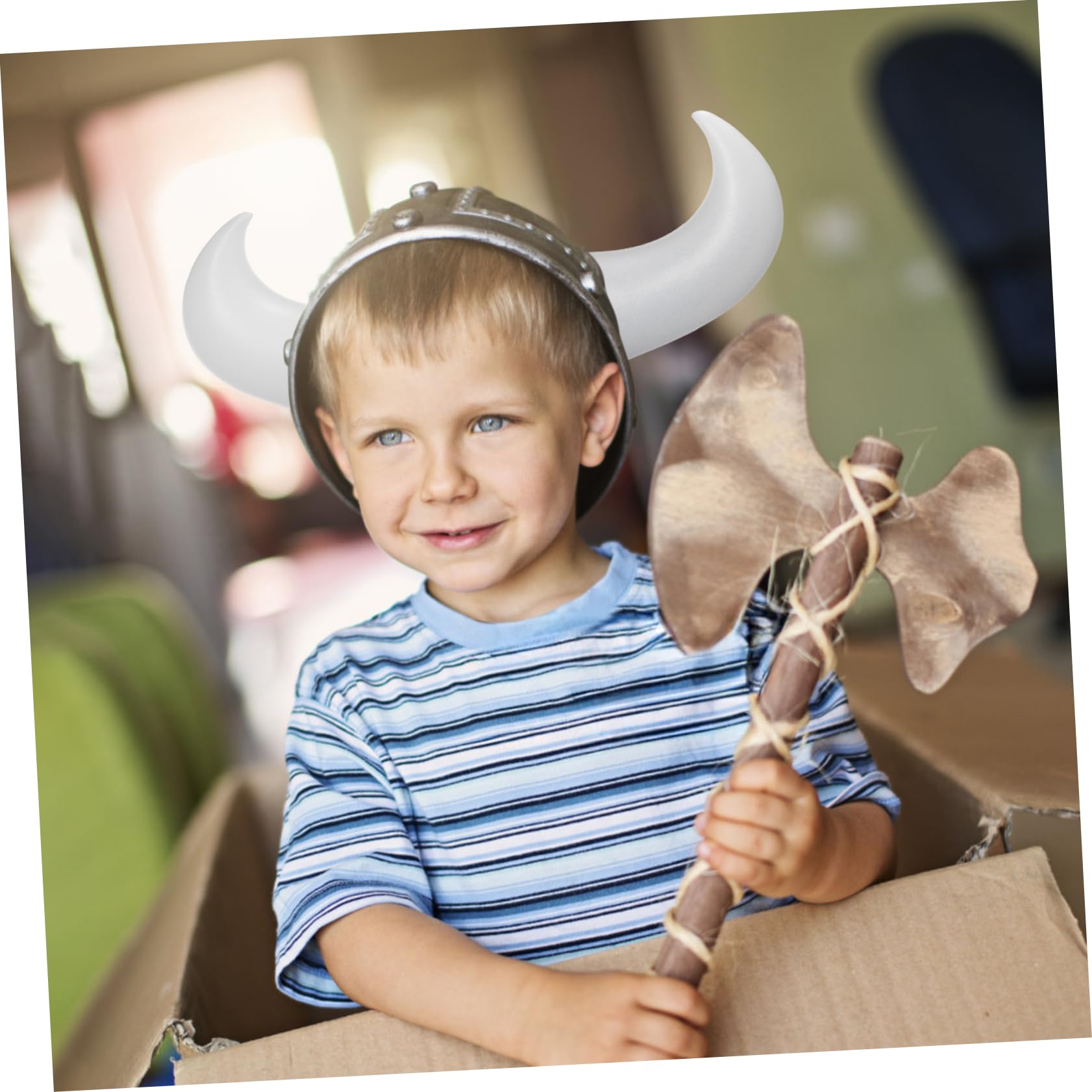 Sombrero Vikingo de Plástico 4 Piezas para Fiesta y Eventos | Hecho a Mano y Reutilizable, Estilos Versátiles, para Actividades Escolares y Grupos Infantiles o Adultos