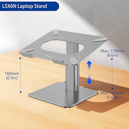 Miniatura 4 de BESIGN LSX6N - Soporte ergonómico ajustable para laptop, soporte elevador compatible con Air, Pro, Dell, HP, Lenovo More 10-15.6", gris