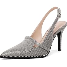 Soireelady Women's Slingback Heels Pointed Toe Stilettos Beaded High Heel Pumps Sexy Comfort Dress Shoes 3.5 Inch
