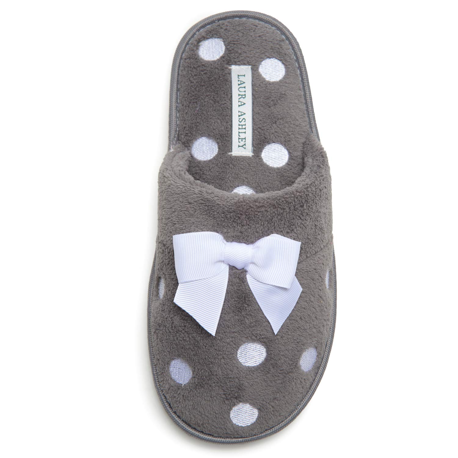 Laura Ashley Ladies Embroidered Soft Terry Scuff Slipper