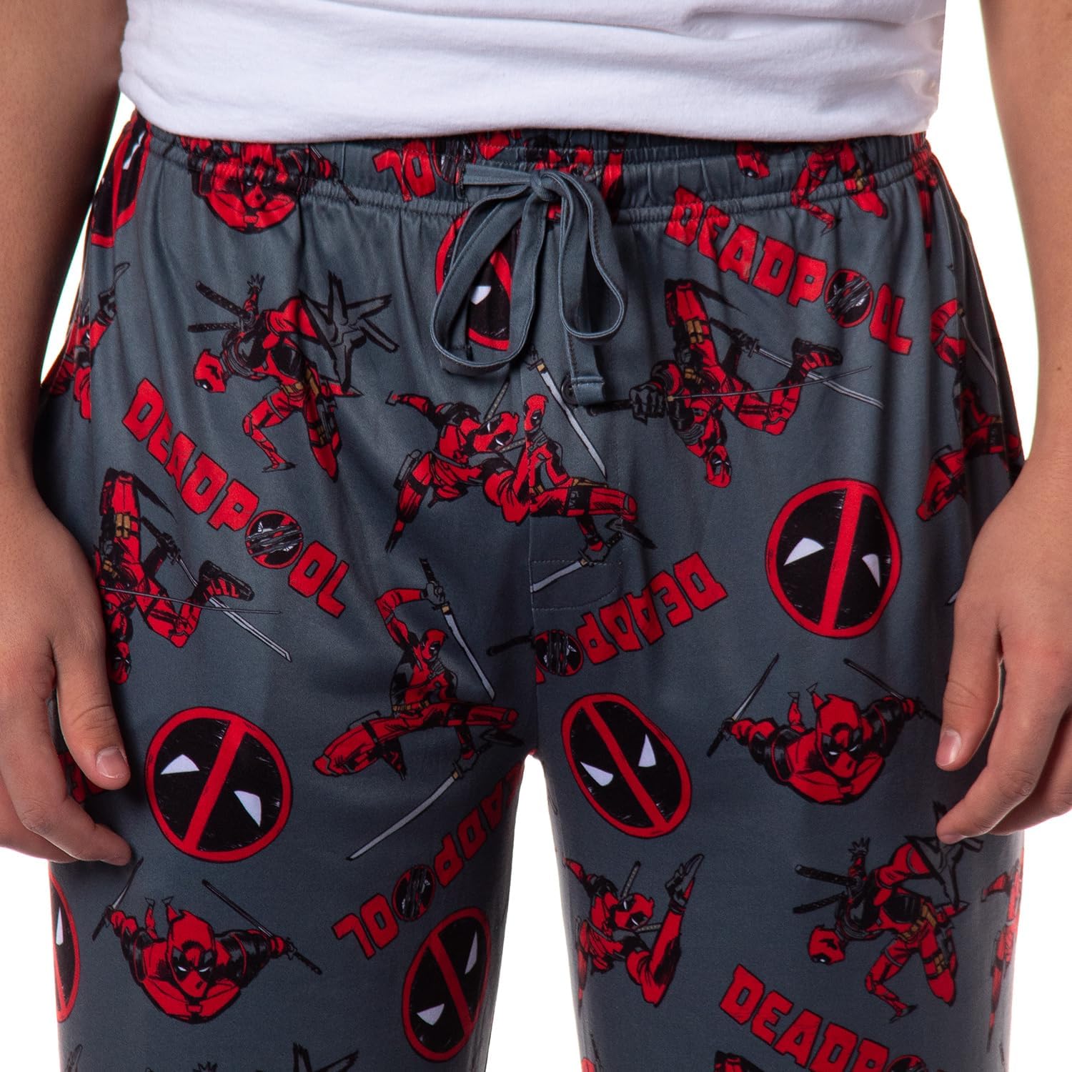 Marvel Comics Deadpool Pajamas Men's Logo Fight Pose Lounge PJ Pants - Image 3