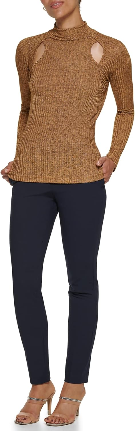 DKNY Womens Long Sleeve Cutout Knit Blouse - Image 4