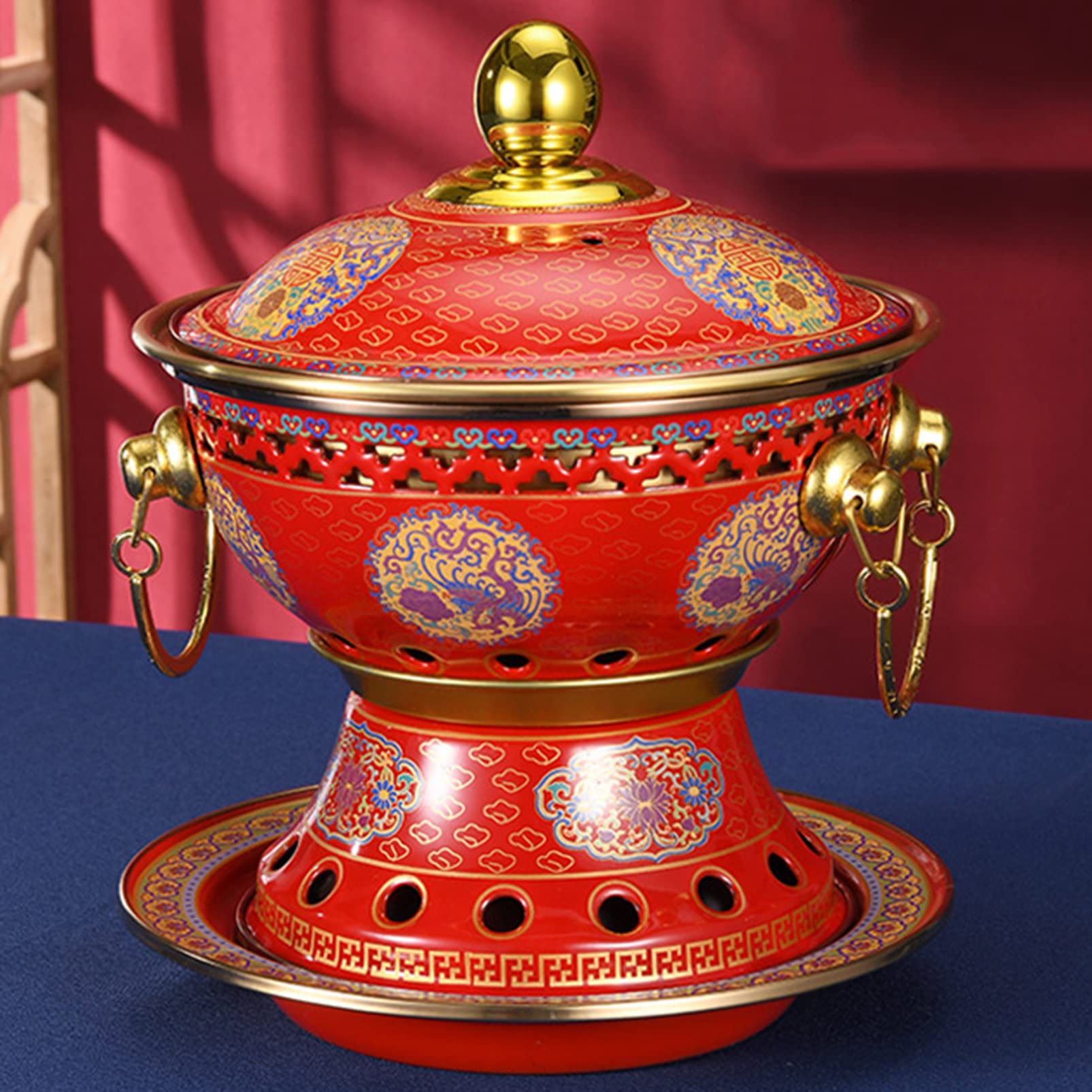 Chinesischer Eintopf Mini Alkohol Shabu Shabu Hot Pot, Fleisch Fondue Lamm Outdoor Kocher Picknickkocher Multifunktionaler Suppenkochgeschirr