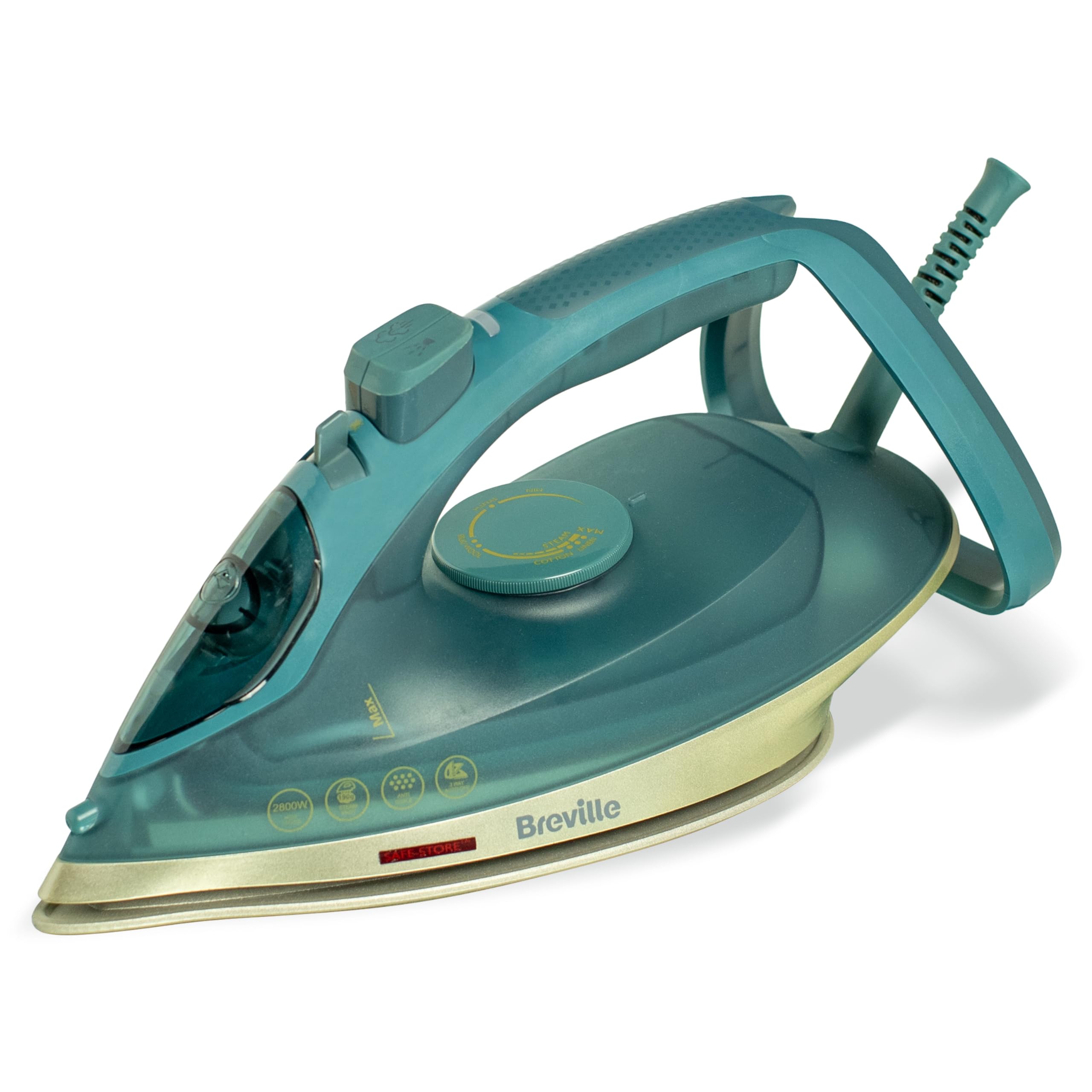 Breville SuperSteam Steam Iron | 2800W | Ceramic Soleplate | 190g Steam Shot | Auto-Off | 280ml Water Tank | Green [VIN452]