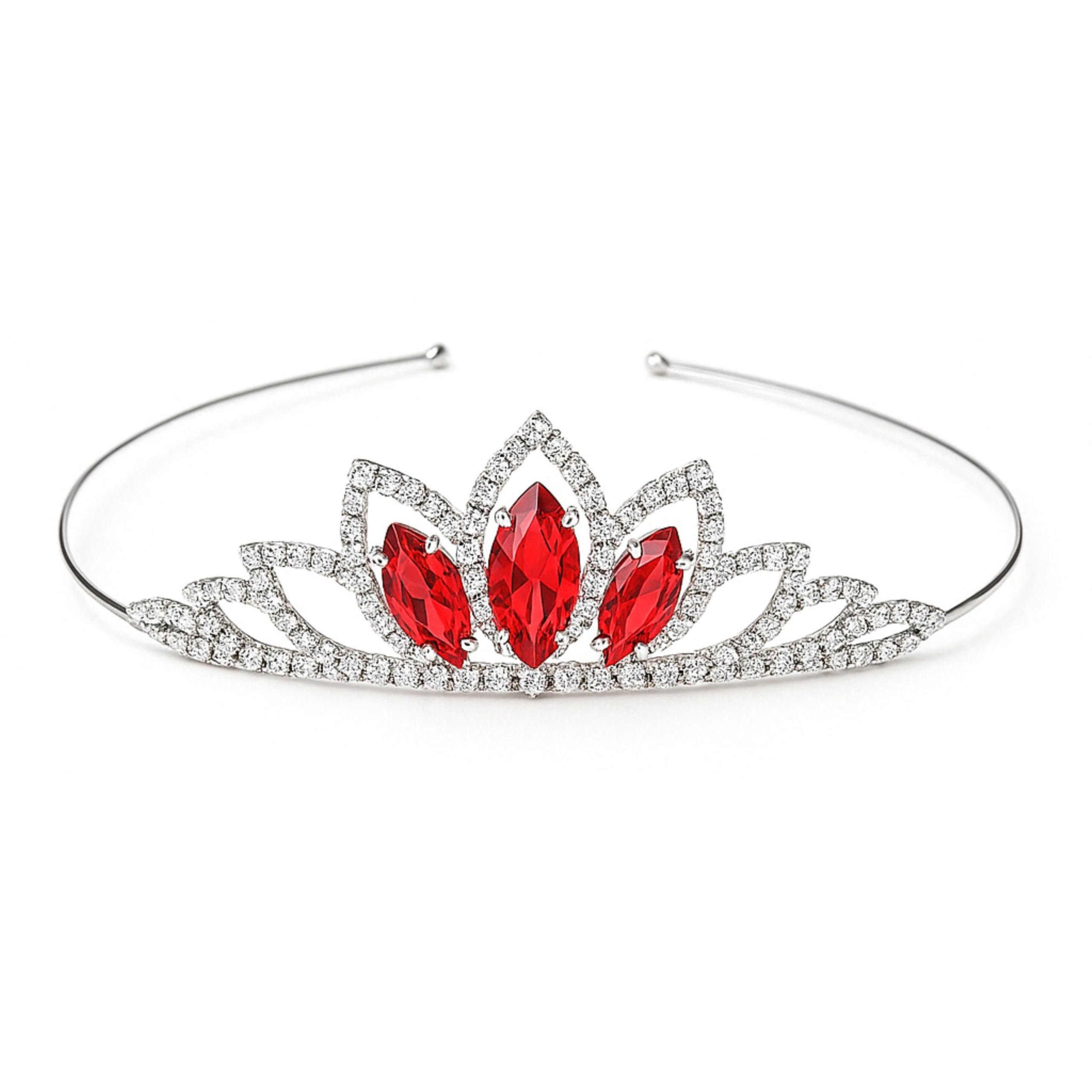 Princess Girl Tiara and Rhinestone Crown Headband Hair Accessories for Women Wedding Ceremony Partywith Red Marquise Gems and Rhinestones, Set of 2-image-15
