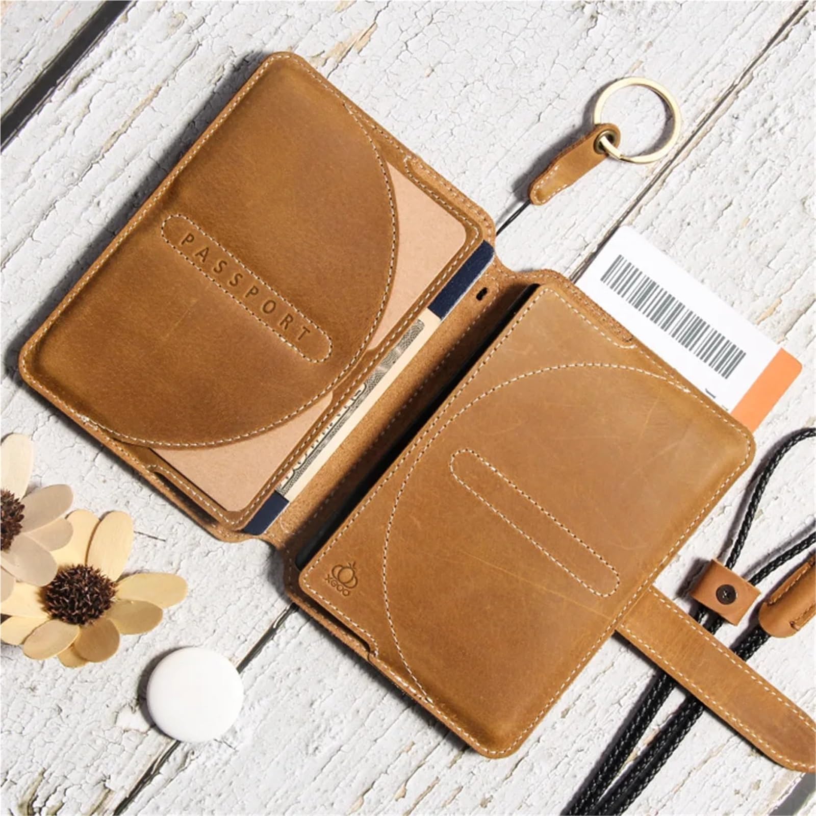 Funda for Pasaporte, Organizador de Viaje Cuero con Cierre Seguridad y Doble Capacidad for para Pasaporte