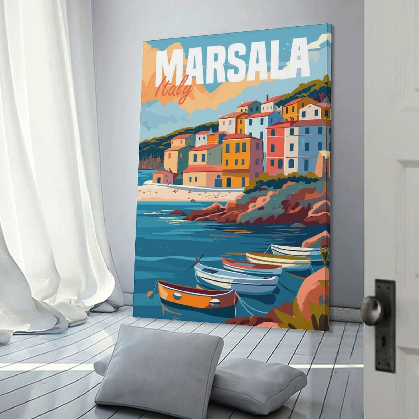 Junmoney Room Decor Wall Art Marsala Italy, 12x18inch(30x45cm), for Flats, Guest Rooms Or Compact Rooms, Wall Decor with Flexible Room Appeal