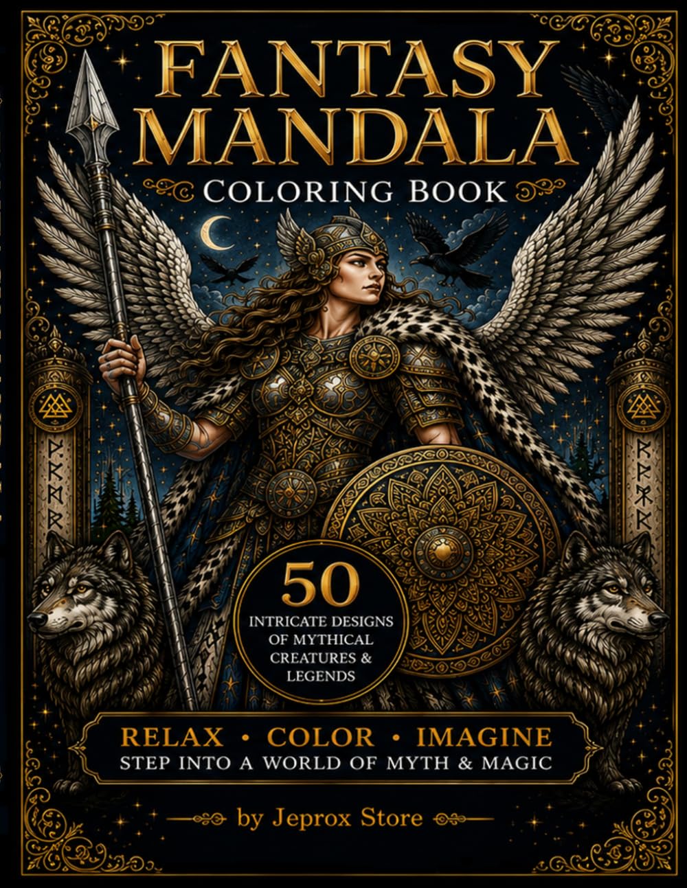 Fantasy Mandala Coloring Book: 50 Mythical Creature Designs for Relaxation and Stress Relief