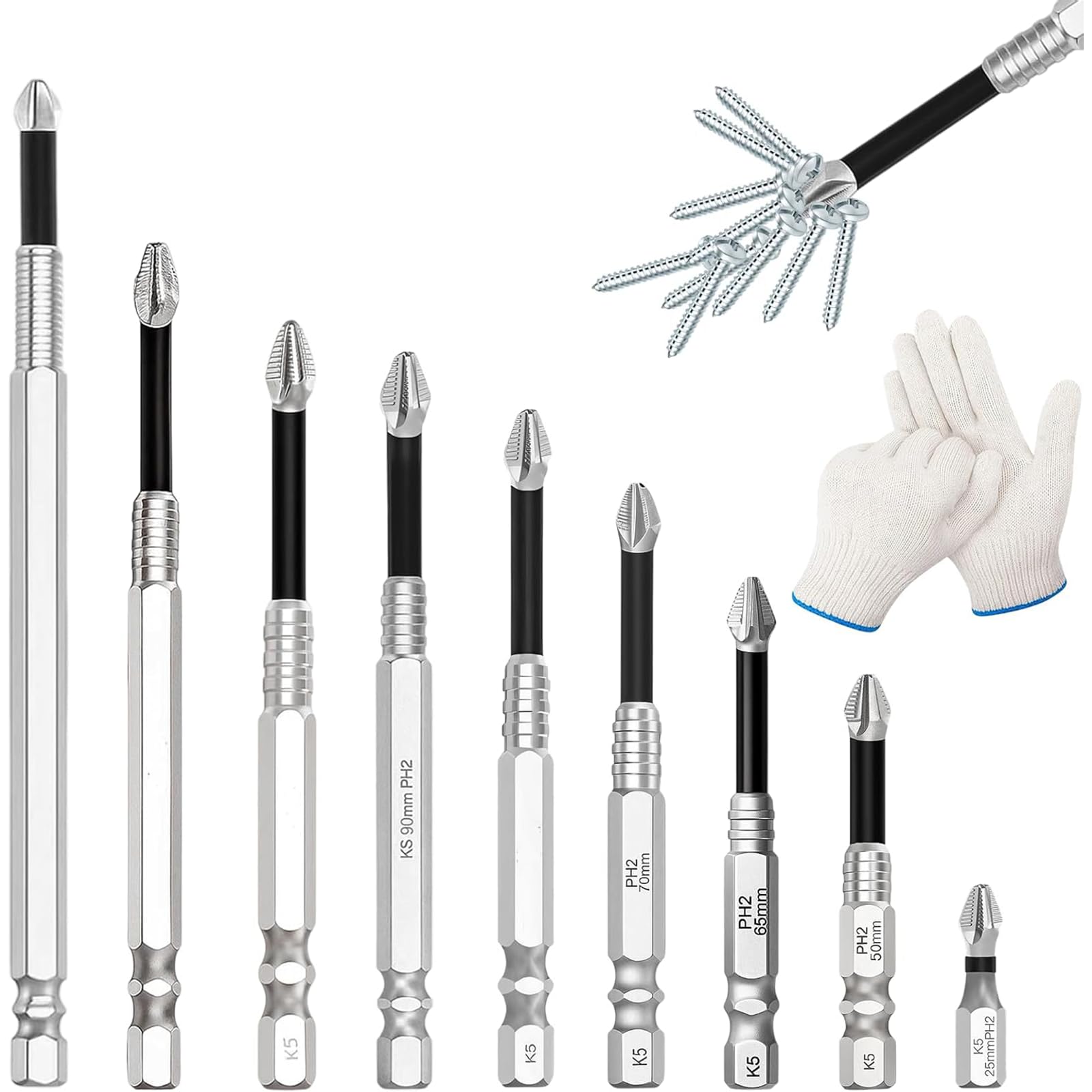 10PCS High Magnetic Fixion Screwdriver Bits Set, Magnetic Screwdriver Bits