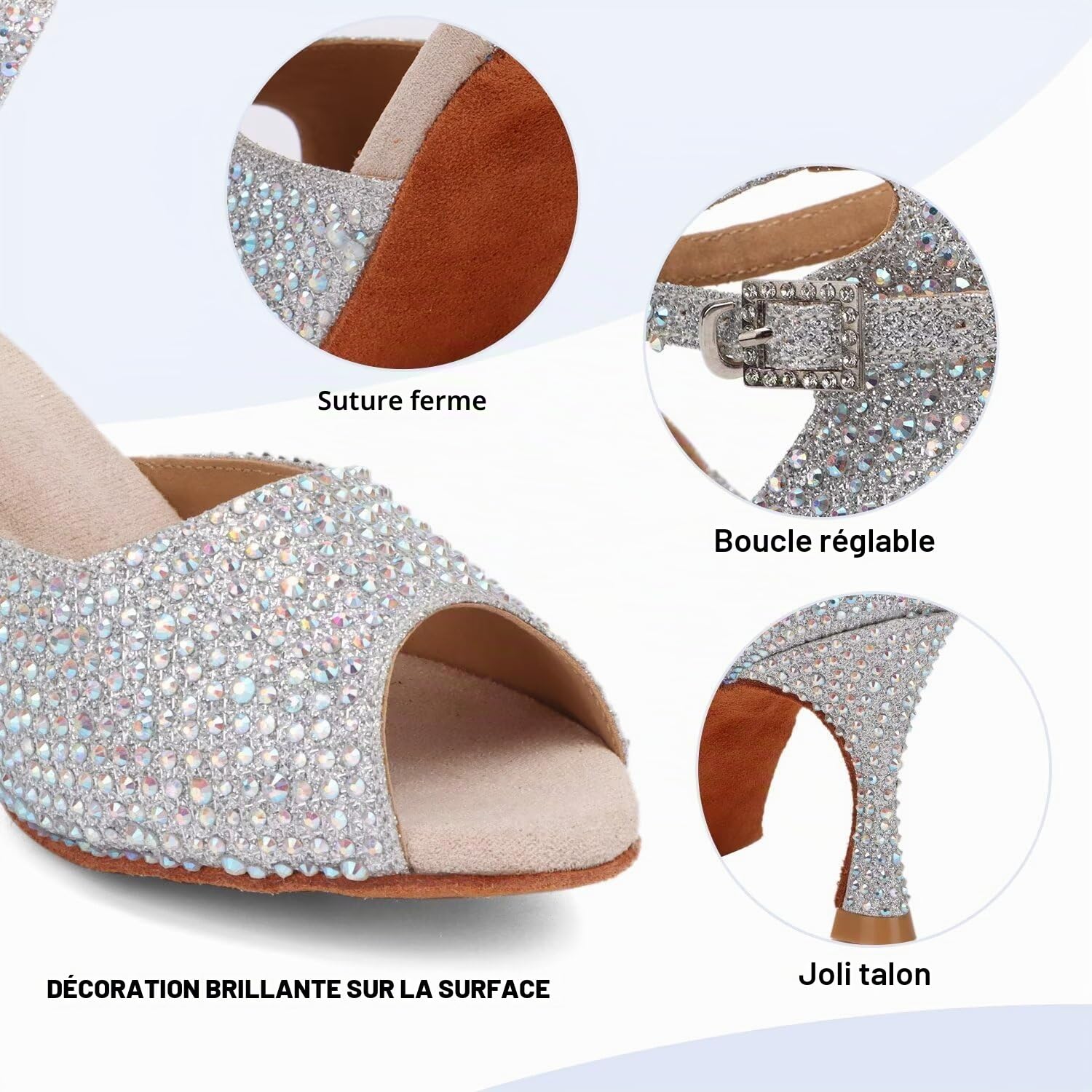 Femmes Chaussures de Danse Latine Satin Salsa Salon Mariage Danse Chaussures pour Débutant Social Salsa Soirée Danse Latine