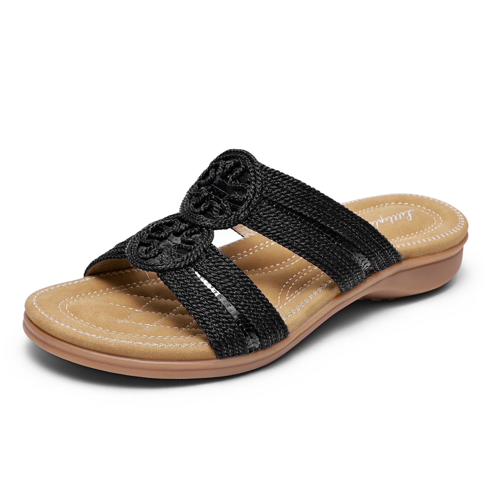 Littleplum Sandalen Damen Sommer Pantoletten Bequem Hausschuhe mit Weiche Fußbett