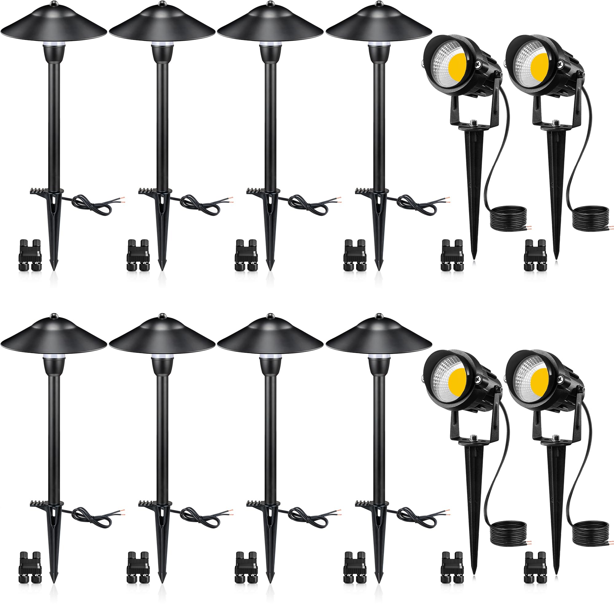 Photo 1 of SUNVIE LED Low Voltage Landscape Lighting 12V Landscape Lighting Kit with Connectors, Low Voltage Pathway Lights with Spotlights Aluminum Pathway Lights Wired Waterproof for Patio Yard Garden, 12 Pack