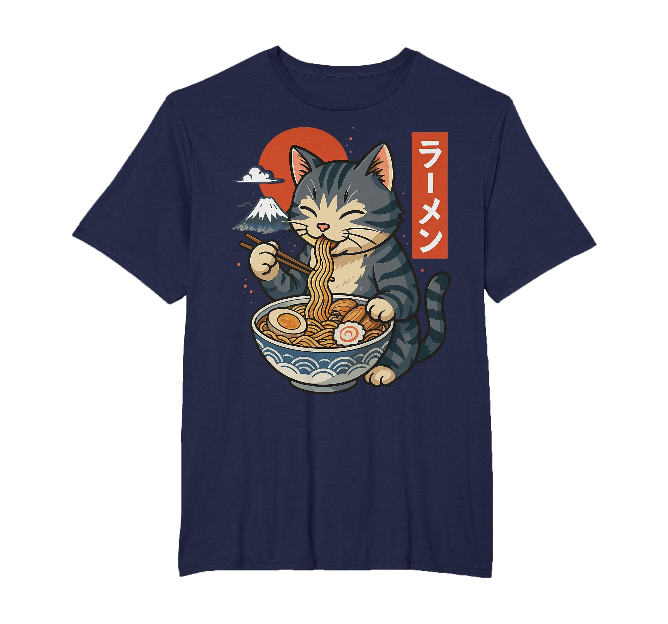 Anime Cat Eating Ramen Retro Kawaii Ramen Cat T-Shirt