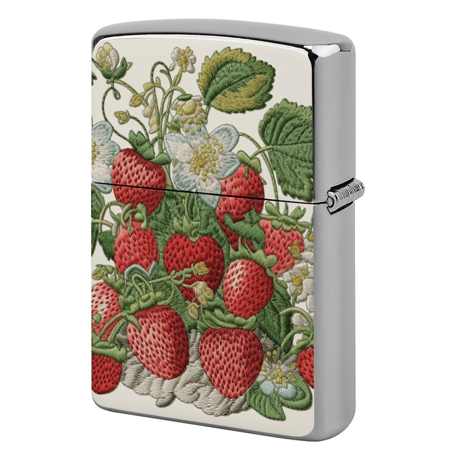 Strawberry Embroidery Lighter Case for Men, Personalized Lighter Cover for Valentine's Day Gifts, Flip-Top Lighters Shell for Outdoor, Portable Lighters Protective Sleeve