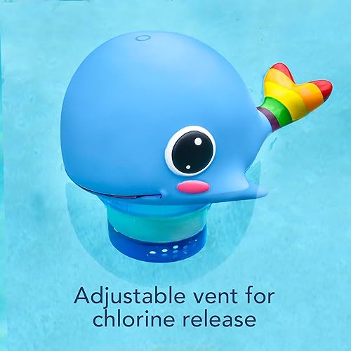 Miniatura 2 de 440 Dispensador flotante de cloro para piscina, se adapta a hasta 3 piezas de pestañas de cloro de 3 pulgadas, flujo ajustable, control, plástico