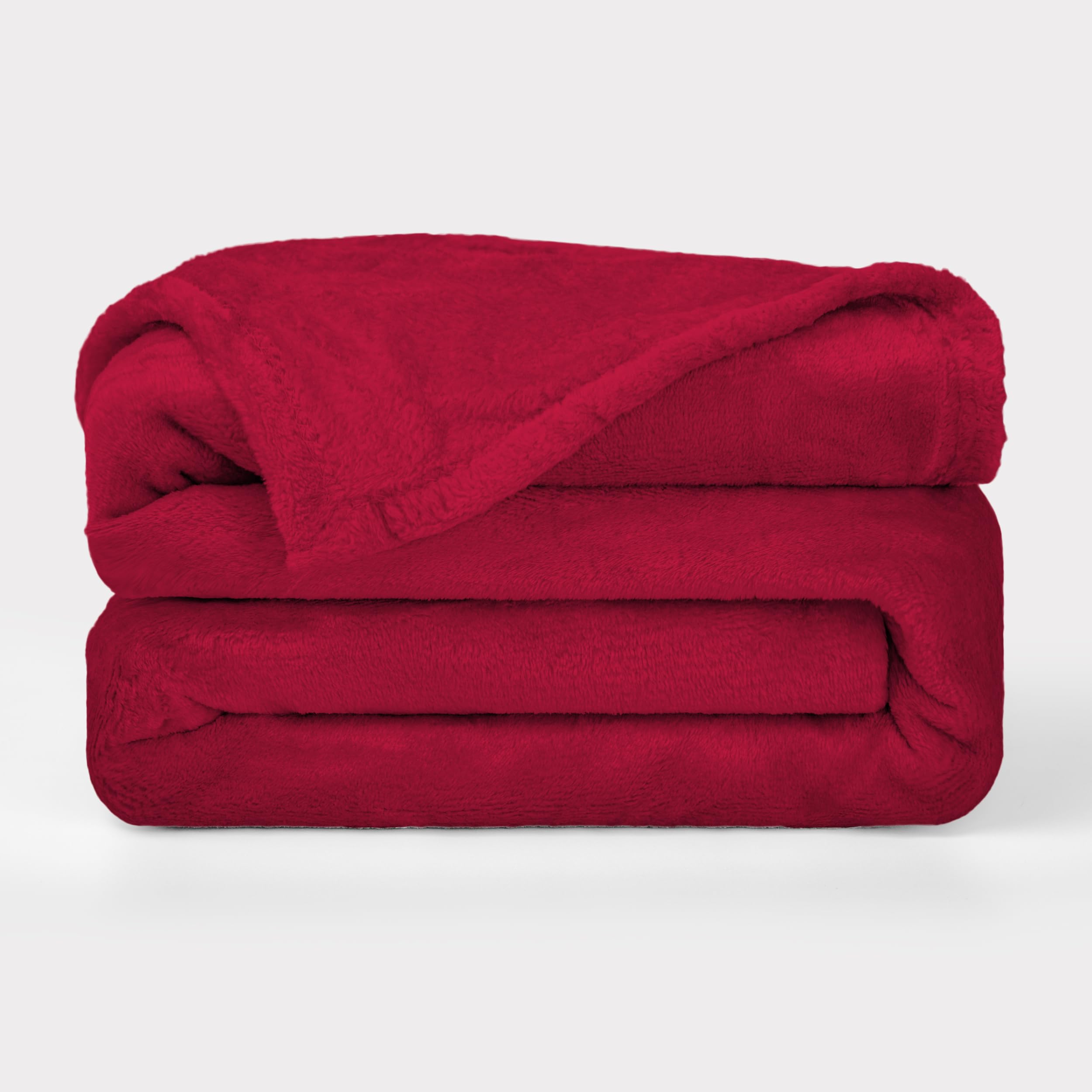 BESCH Manta de Franela para Sofá y Cama 220x240cm 100% Microfibra Extra Suave - Plaid Manta Polar para Cama de 135-150cm Ultra Suave y Cómodo- Color Liso Rojo