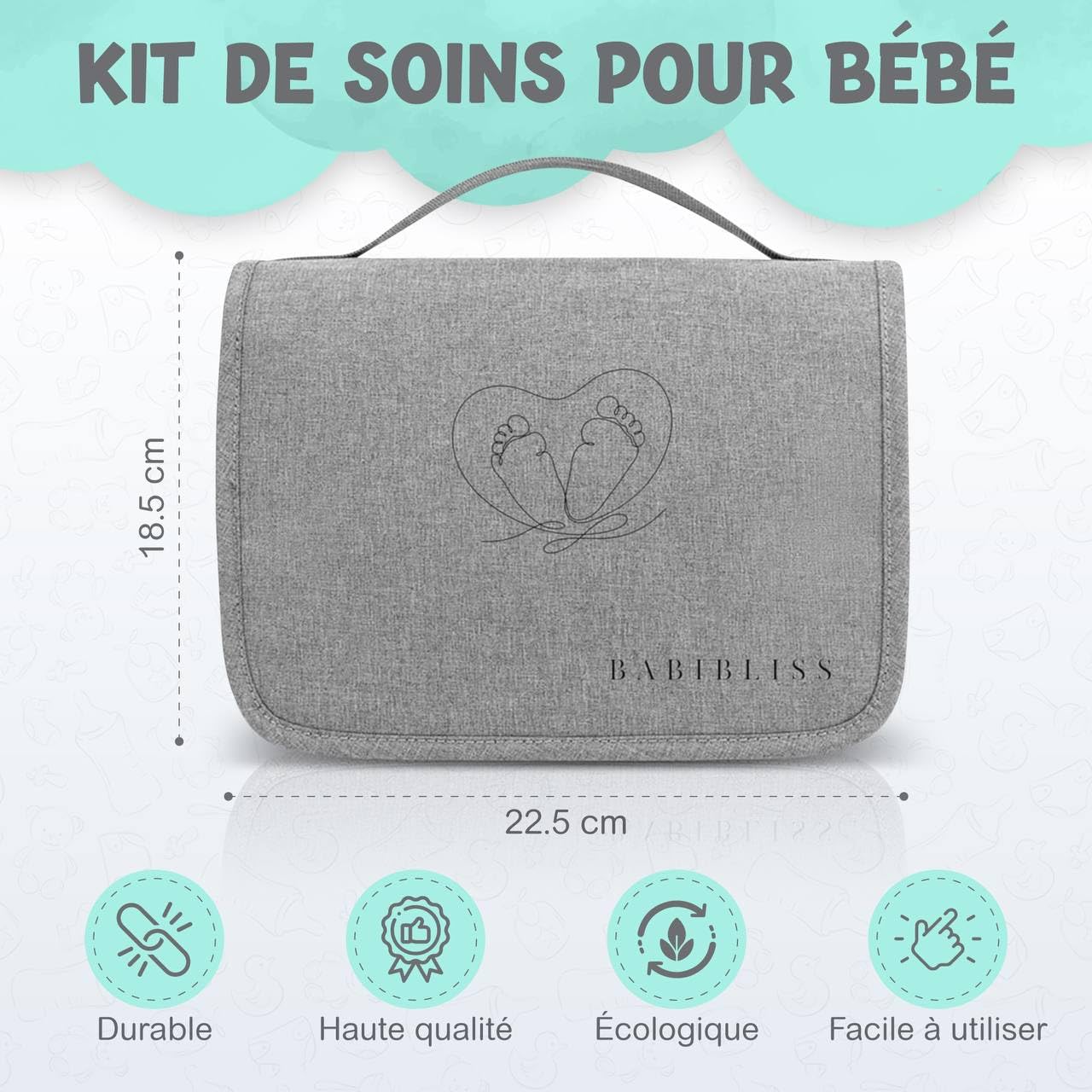 Trousse de Soin Bébé - Dés la naissance -Grand format, Kit Soin Bébé Naissance, 13 Articles Inclus: Débarbouillettes 100% Coton, Thermomètre de Bain, Brosse à Dent en Silicone, et Plus