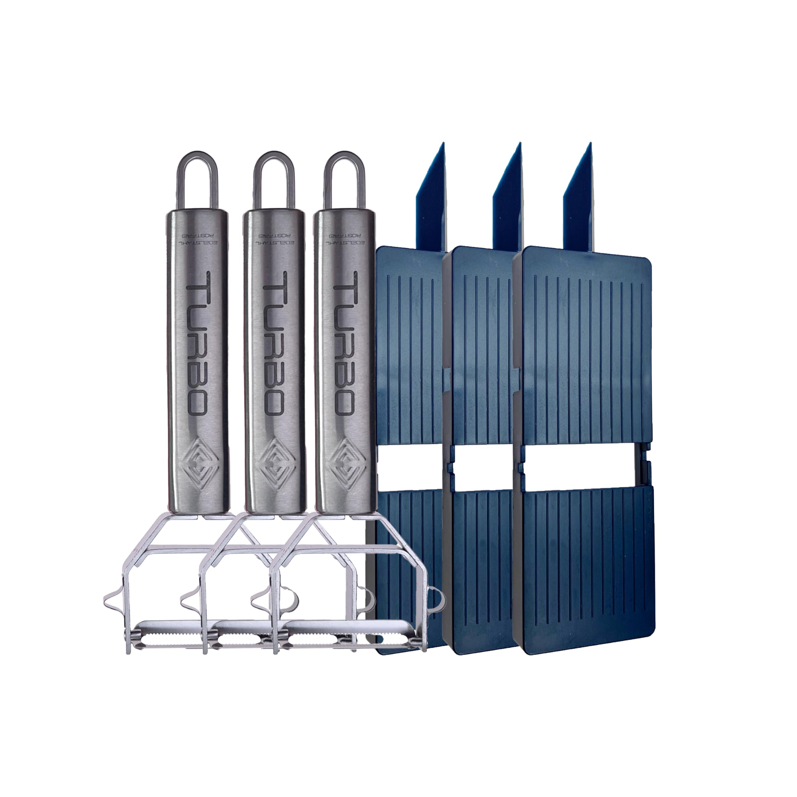 Éplucheur Turbo 3en1 Acier Inoxydable - Pour Gauchers Et Droitiers, Lame Pendulaire